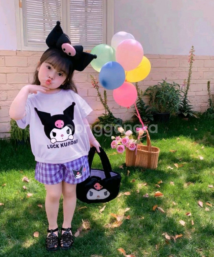 산리오 쿠로미 반팔티+반바지 상하복세트(140/6-7)--0