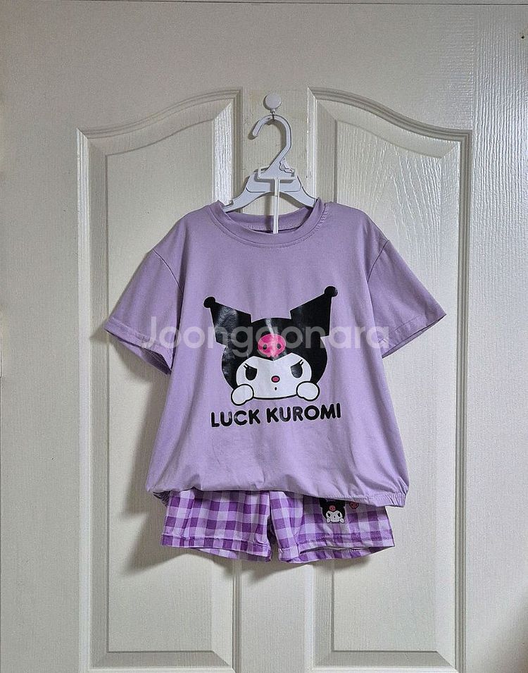 산리오 쿠로미 반팔티+반바지 상하복세트(140/6-7)--1