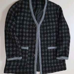 체크 모직 가디건 자켓 F