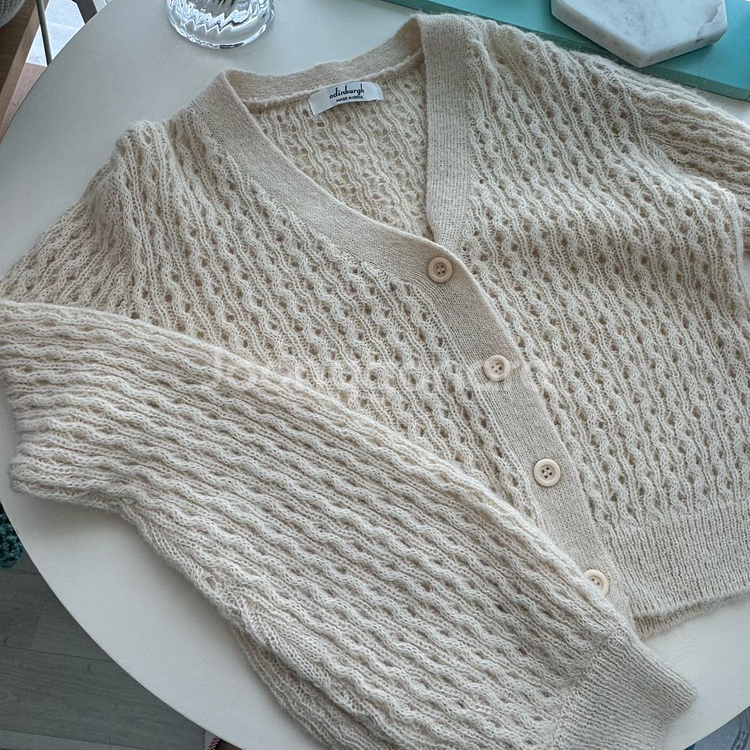 아이보리 니트 긴팔 가디건 예뻐요 모리걸 빈티지--1