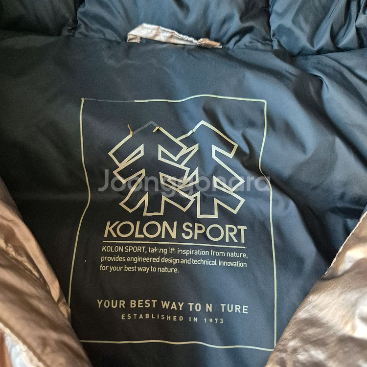 코오롱스포츠 뉴 볼륨 숏 메탈릭 구스다운 패딩점퍼 90--1