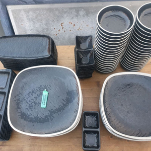 업소용 검정 멜라민 접시 그릇 일괄