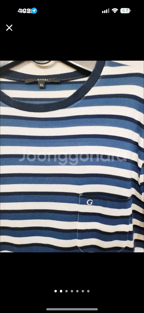 정품 CUCCI 스트라이프 티셔츠 남녀공용--1