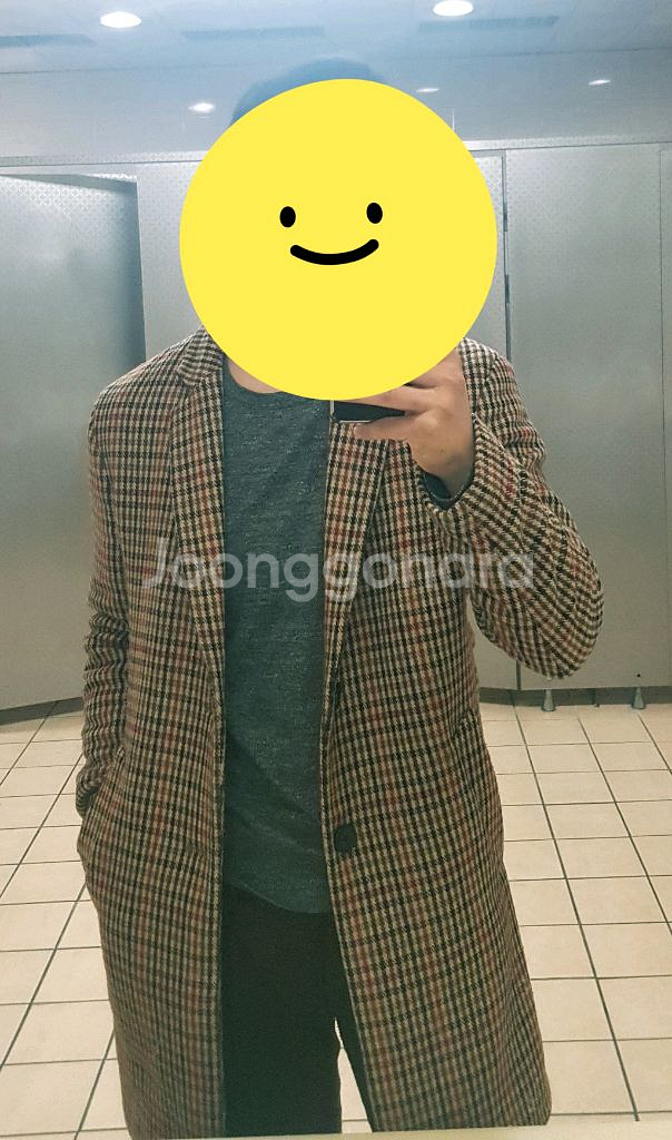 zara 남성 체크코트--7