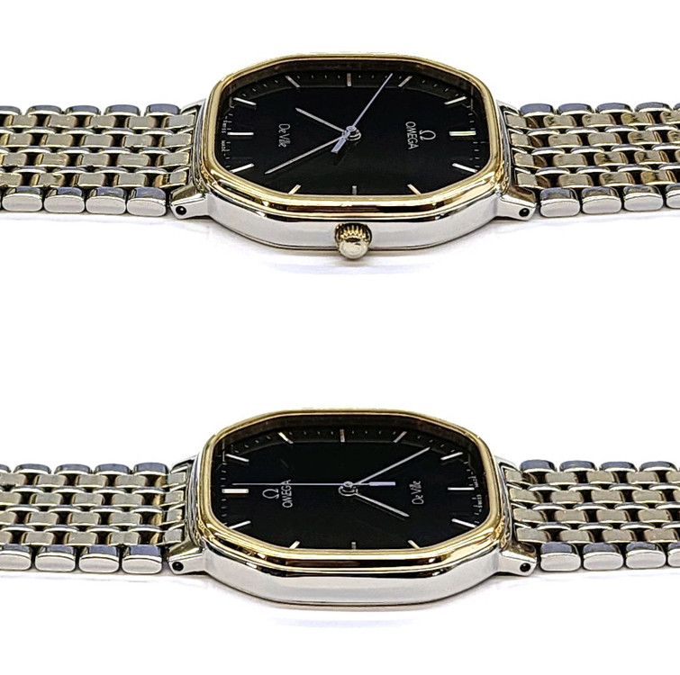 신품급 정품 오메가 남,녀 공용 쿼츠 ㅡ 검청색 다이--2