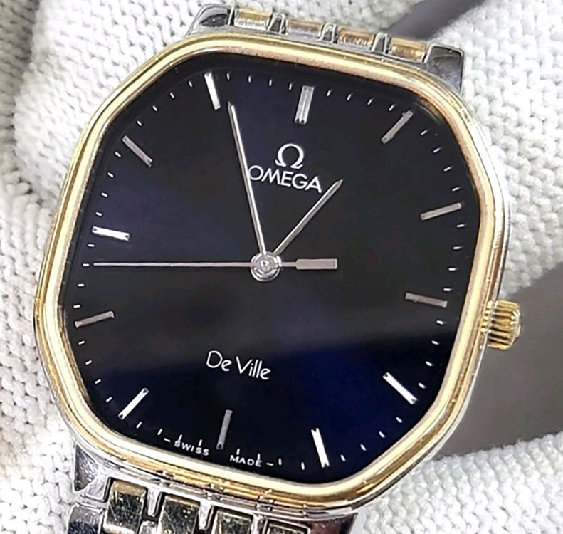 신품급 정품 오메가 남,녀 공용 쿼츠 ㅡ 검청색 다이--7