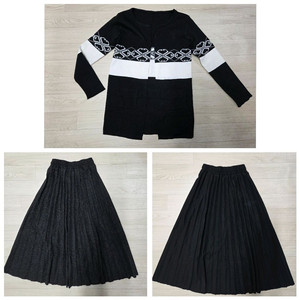 새상품 여성66 노단추 가디건, 니트 주름스커트 3벌