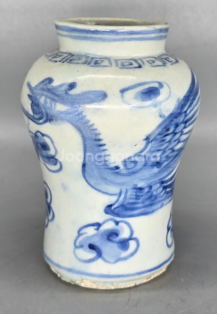 조선시대 백자청화봉황문호--0