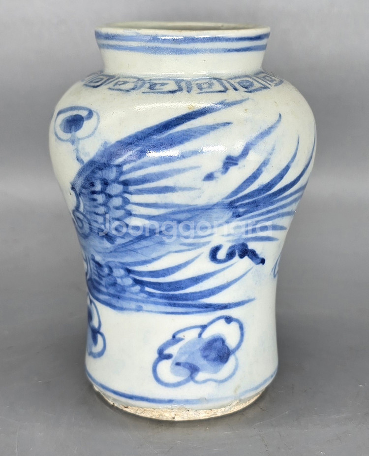 조선시대 백자청화봉황문호--1