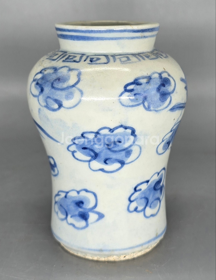 조선시대 백자청화봉황문호--2