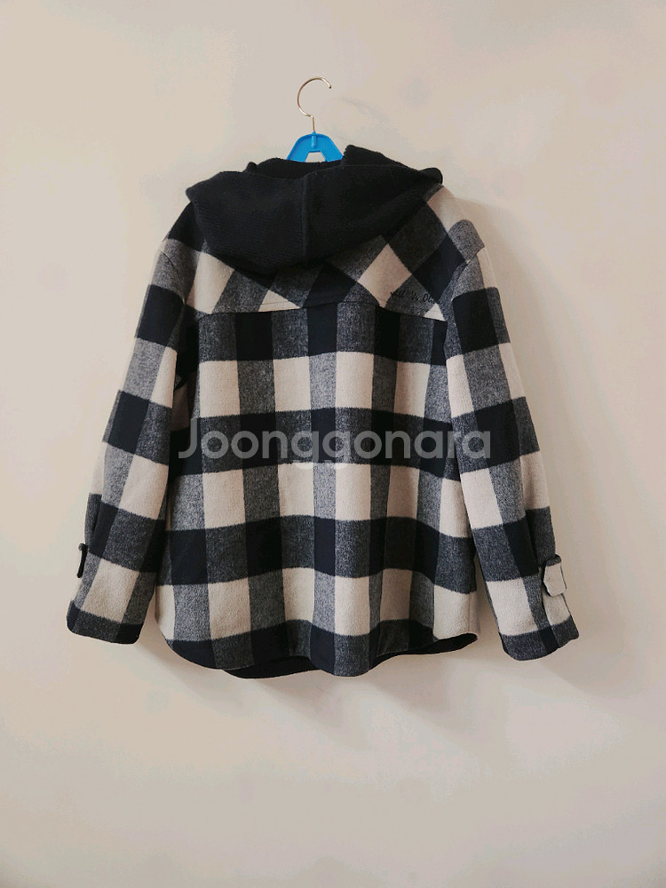 니트후드 체크모직코트66)--3