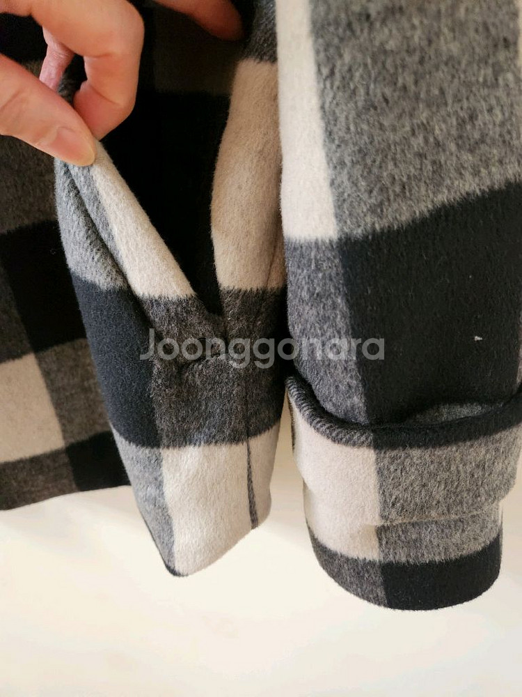 니트후드 체크모직코트66)--1