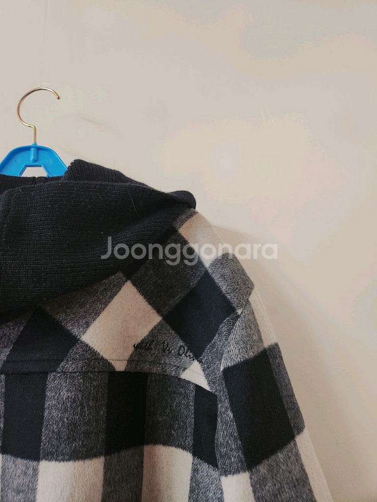 니트후드 체크모직코트66)--4