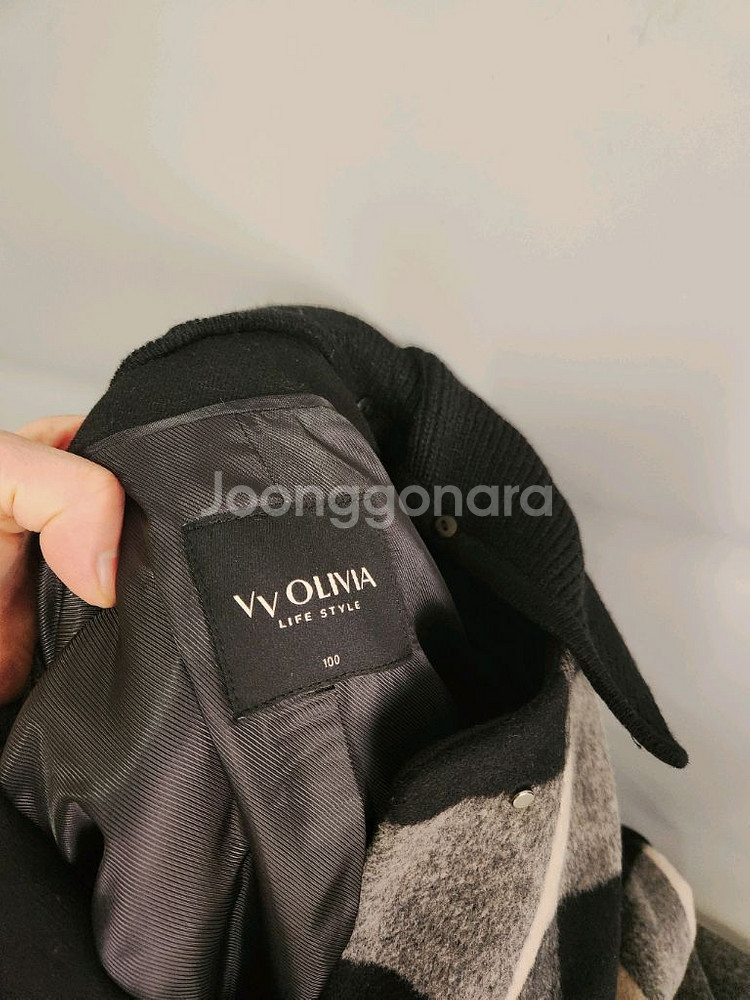 니트후드 체크모직코트66)--5