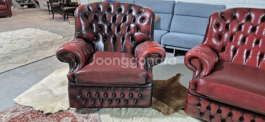 영국 체스터필드 최고급 전체 천연가죽 3+1+1인소파--4