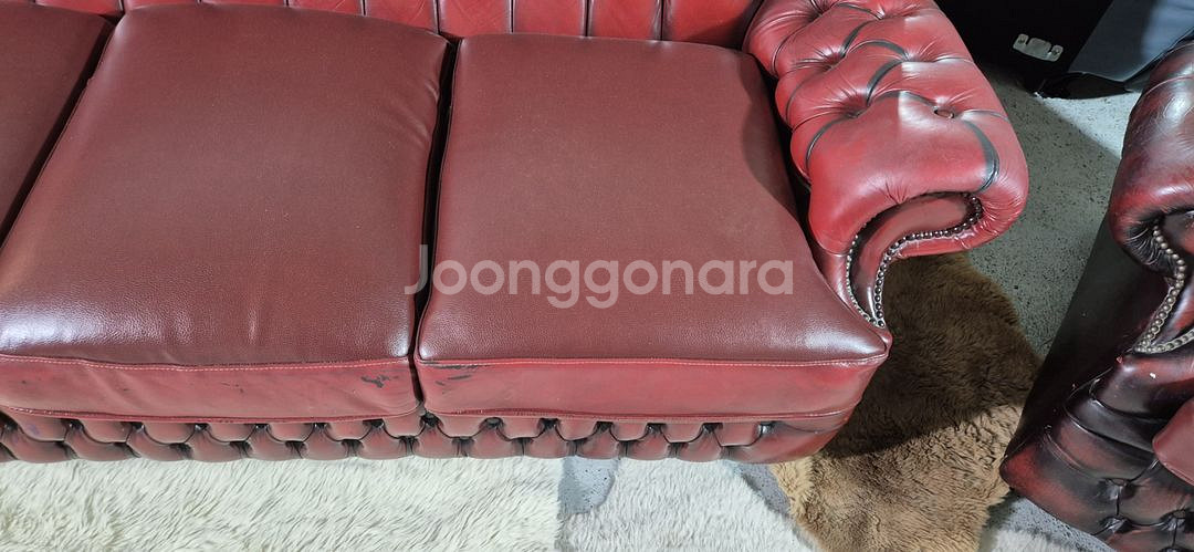 영국 체스터필드 최고급 전체 천연가죽 3+1+1인소파--5