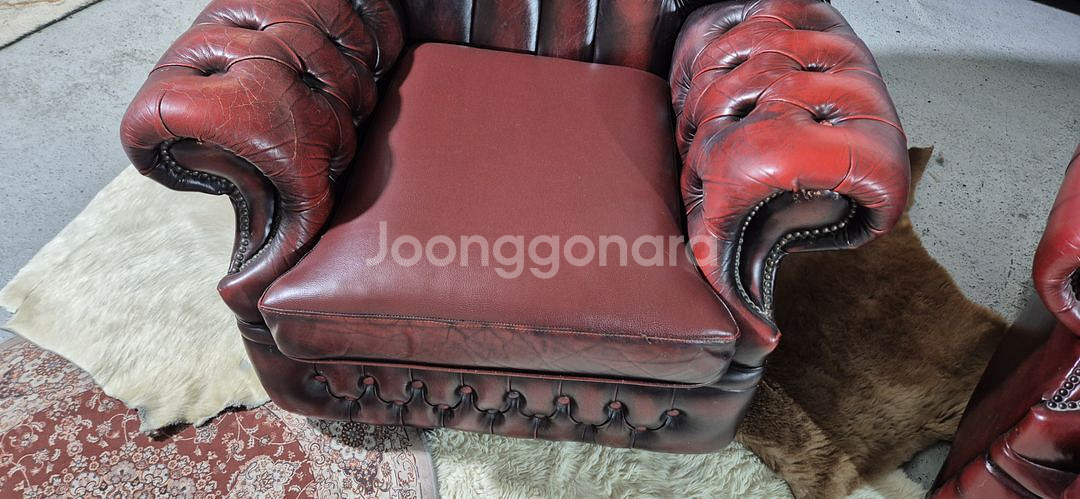 영국 체스터필드 최고급 전체 천연가죽 3+1+1인소파--8