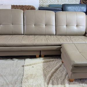 자코모 뉴힐링 슈렁큰 천연가죽 4인소파+스툴