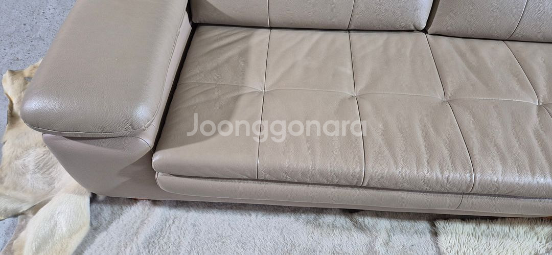 자코모 뉴힐링 슈렁큰 천연가죽 4인소파+스툴--4