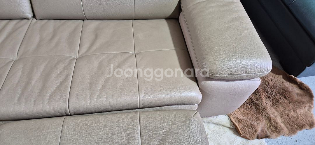 자코모 뉴힐링 슈렁큰 천연가죽 4인소파+스툴--7