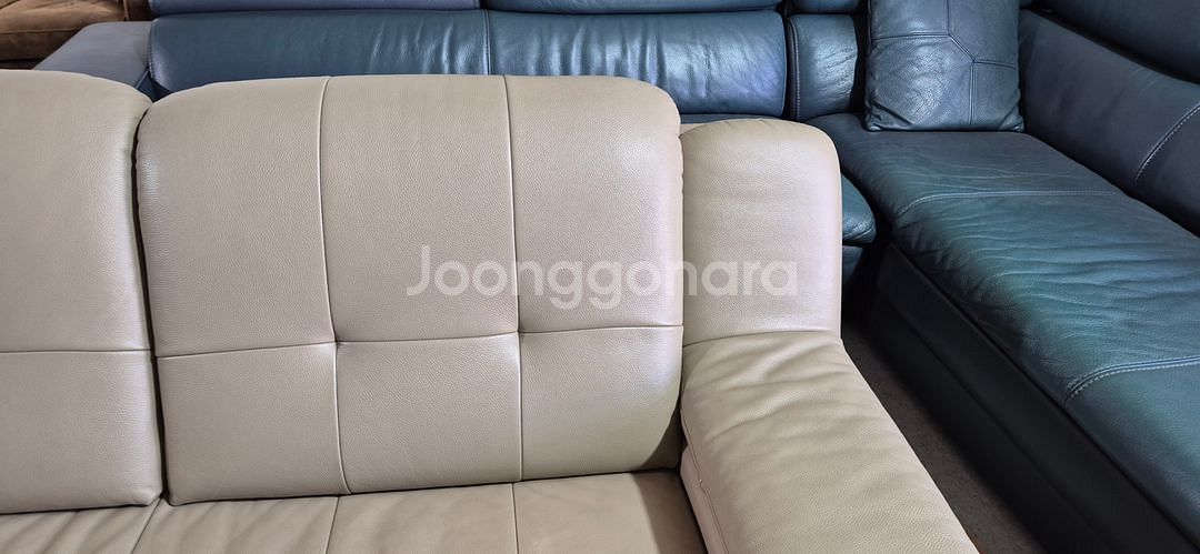 자코모 뉴힐링 슈렁큰 천연가죽 4인소파+스툴--8