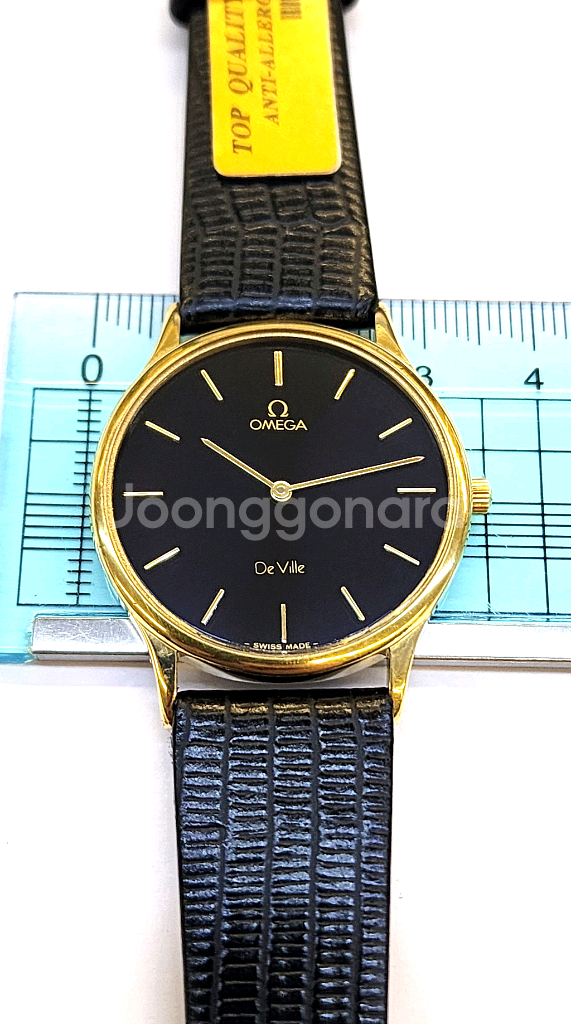 클래식 디자인의 신품급 정품 오메가 검청색 다이얼 +--4