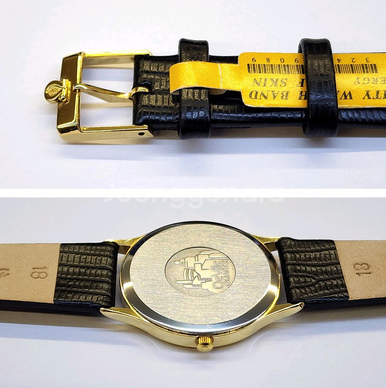 클래식 디자인의 신품급 정품 오메가 검청색 다이얼 +--6