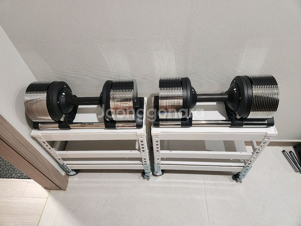 [신품] 원퀵덤벨 32kg 한쌍 + 거치대--1