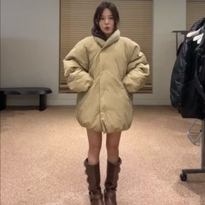 프레쉬라벨 꼬모 패딩 롱 베이지