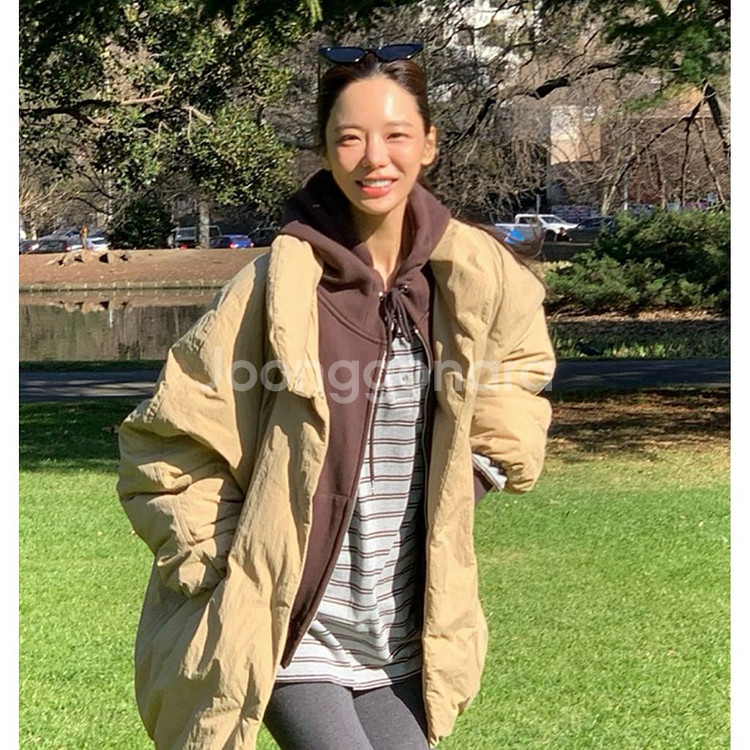 프레쉬라벨 꼬모 패딩 롱 베이지--3