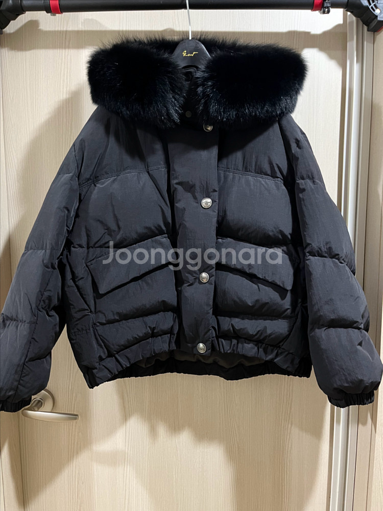 지컷 폭스퍼 구스다운 패딩 블랙 55 보브 한섬 시스템--1