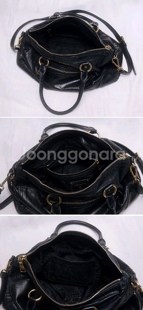 프라다 비텔로 샤인 금장 블랙 2웨이 토트.숄더백--3