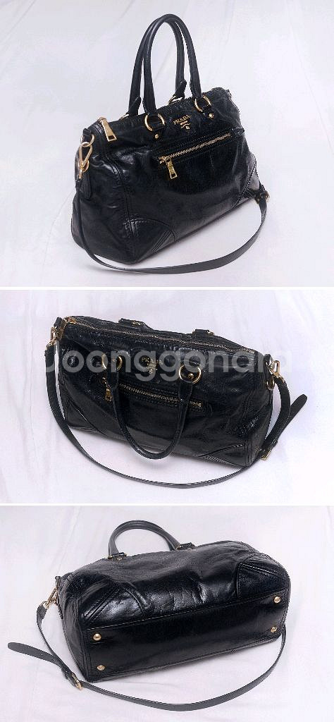 프라다 비텔로 샤인 금장 블랙 2웨이 토트.숄더백--2