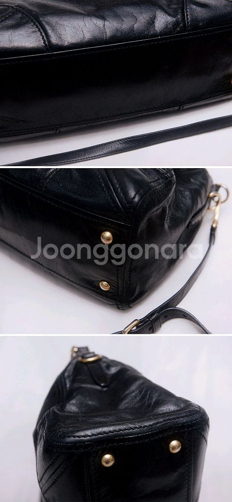 프라다 비텔로 샤인 금장 블랙 2웨이 토트.숄더백--7