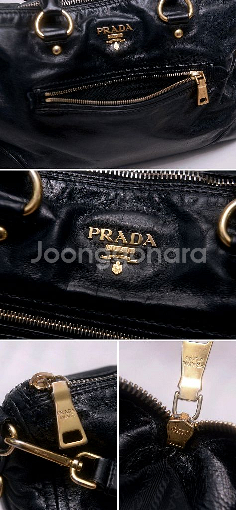 프라다 비텔로 샤인 금장 블랙 2웨이 토트.숄더백--8