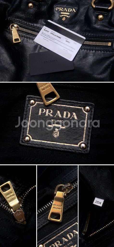 프라다 비텔로 샤인 금장 블랙 2웨이 토트.숄더백--9