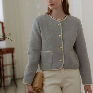 새상품 틸아이다이 내추럴 트위드 라인 자켓 스카이블루