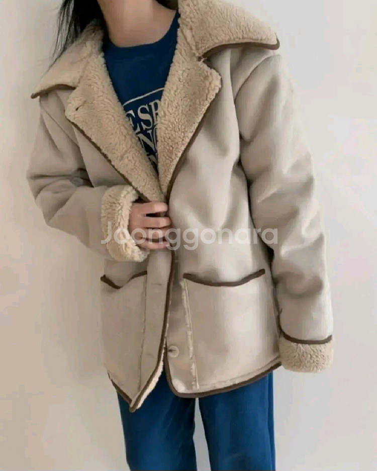 스웨이드 양털 카라 무스탕 자켓 점퍼--0