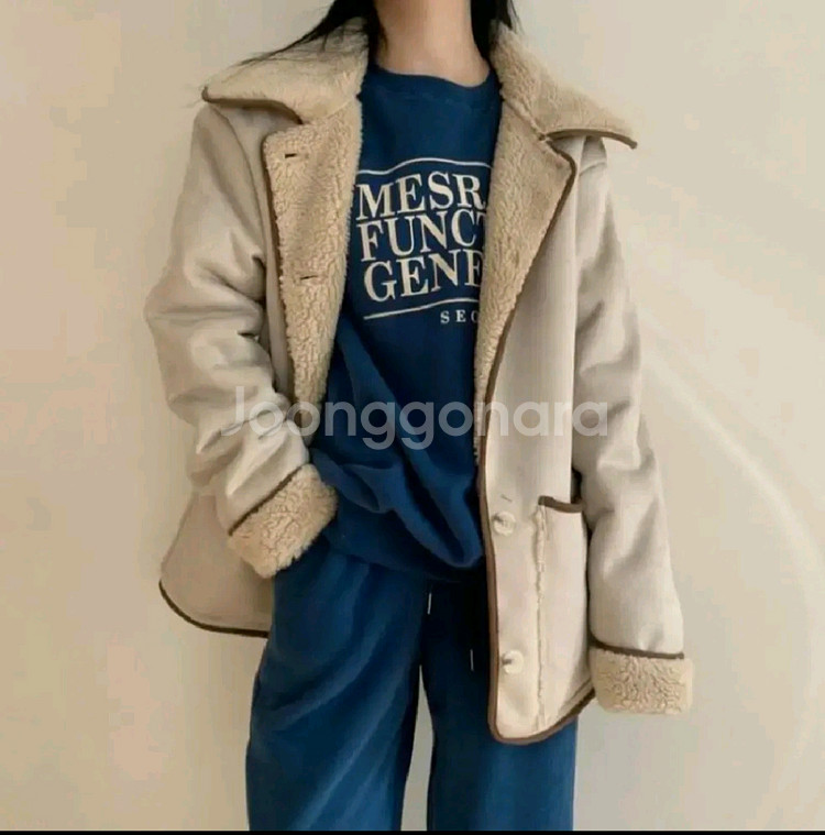 스웨이드 양털 카라 무스탕 자켓 점퍼--1