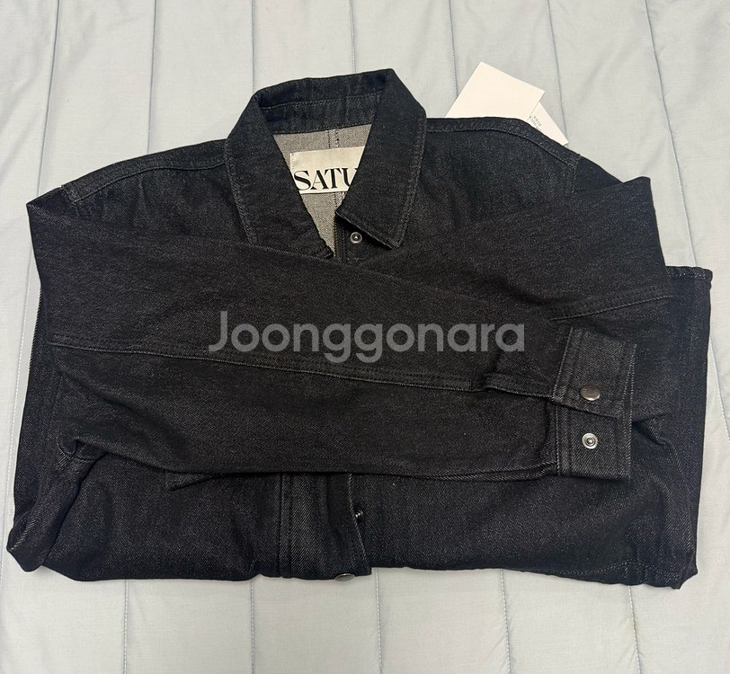 세터 논페이드 데님 하프 싱글 자켓 블랙 xs--2
