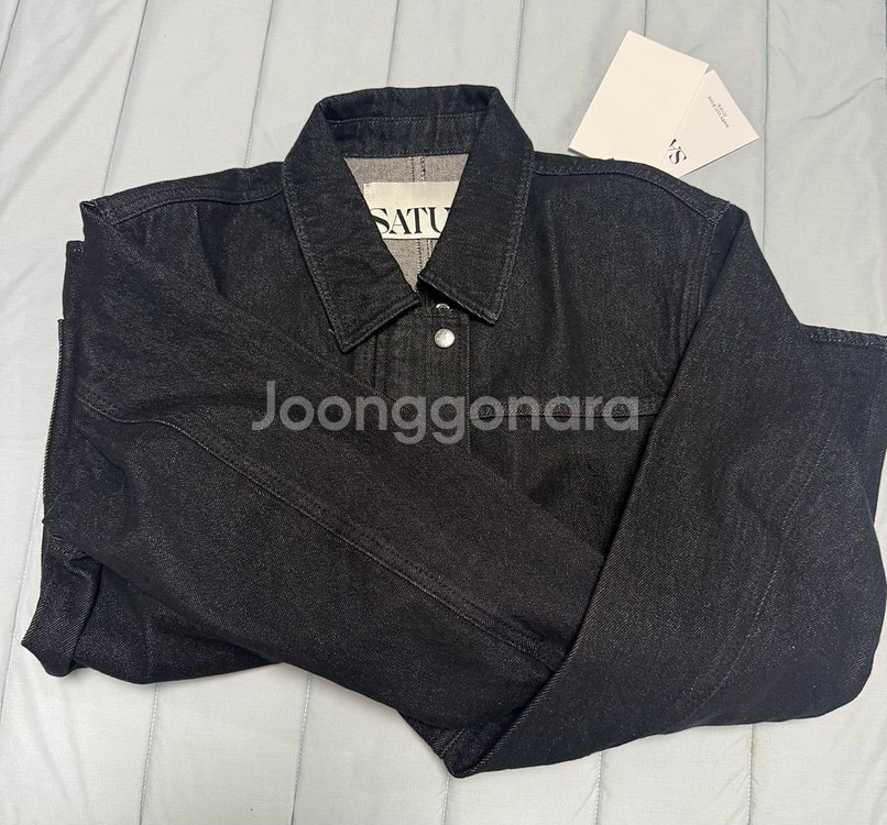 세터 논페이드 데님 하프 싱글 자켓 블랙 xs--3