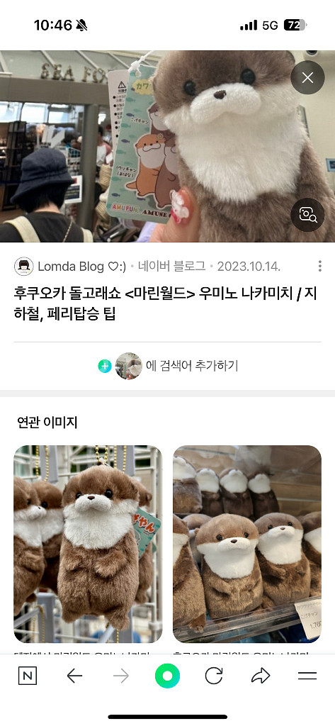 일본 마린월드 어뮤즈 우소우소짱 수달 인형 키링--2