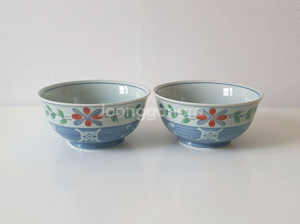 일본 아리타 도자기 면기 라면 덮밥 그릇 2점 일괄--0