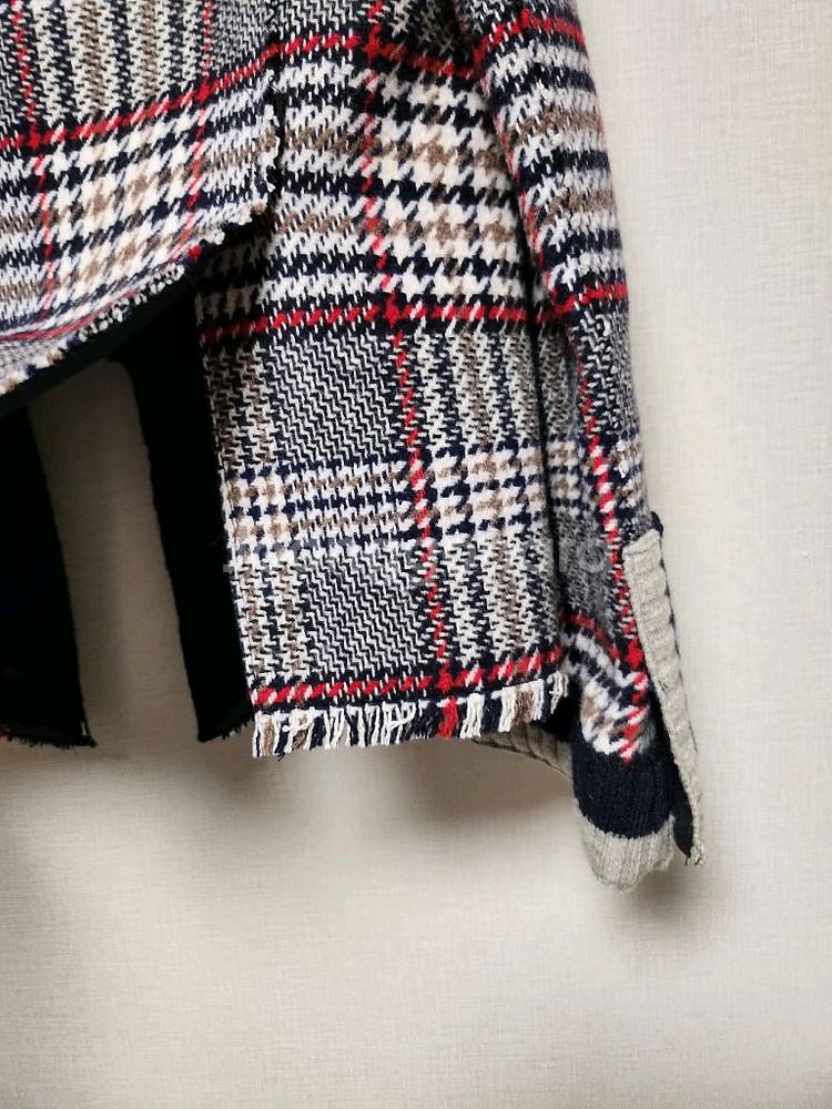 지컷 체크배색 니트트위드자켓--4