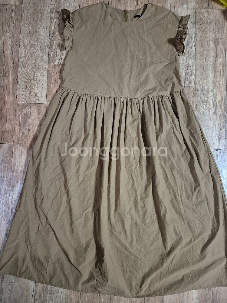 BaO 바오 카멜색 바스락 롱 원피스 프릴 소매--0