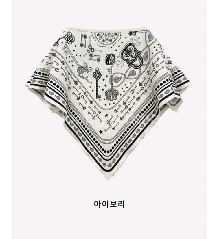1423오파르크 키 숄 스카프 케이프 블랙,아이보리--2