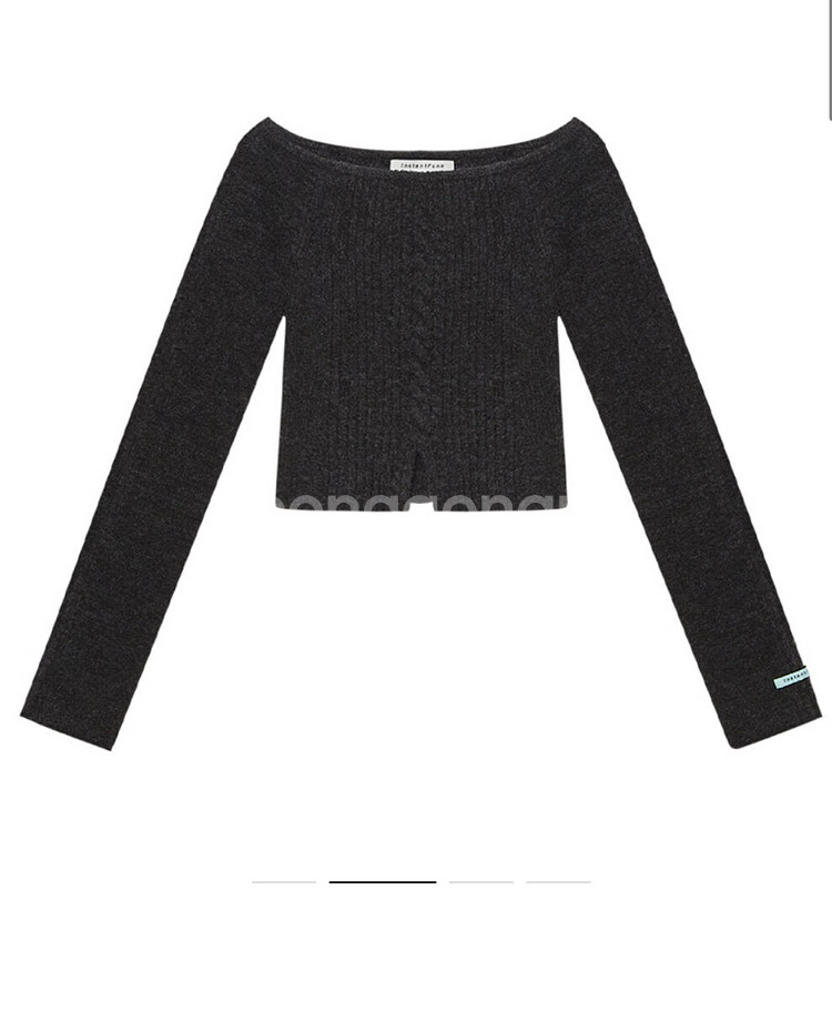 인스턴트펑크 오프숄더 슬림 울 니트 차콜--0