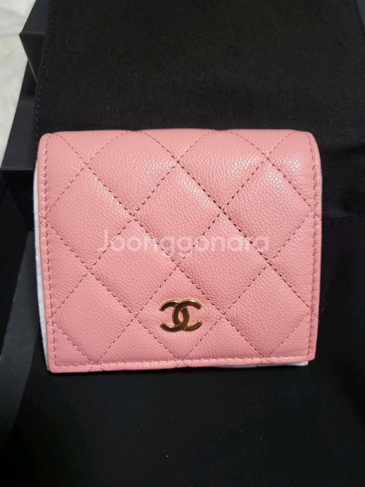 샤넬 반지갑 클래식 23k 반지갑 핑크/골드 하드웨어--0