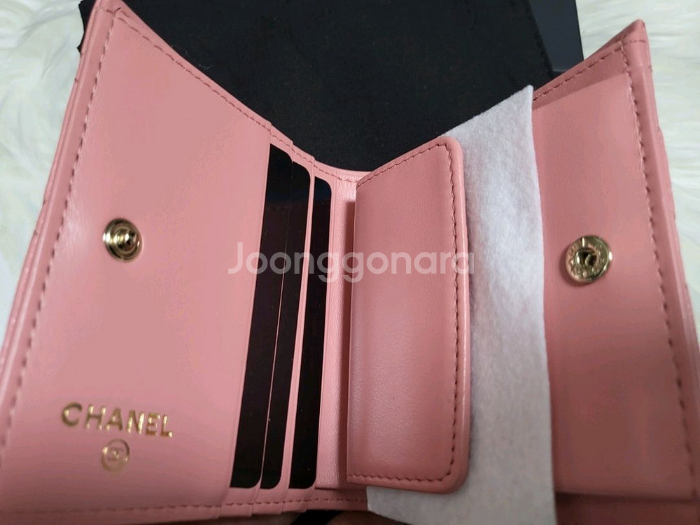 샤넬 반지갑 클래식 23k 반지갑 핑크/골드 하드웨어--2
