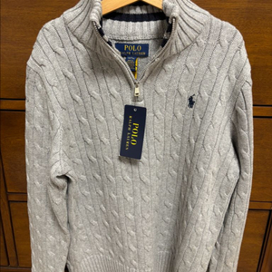 폴로 키즈 케이블 코튼 쿼터 집업 니트